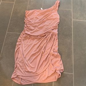 Lucky is the sky pink one shoulder dress